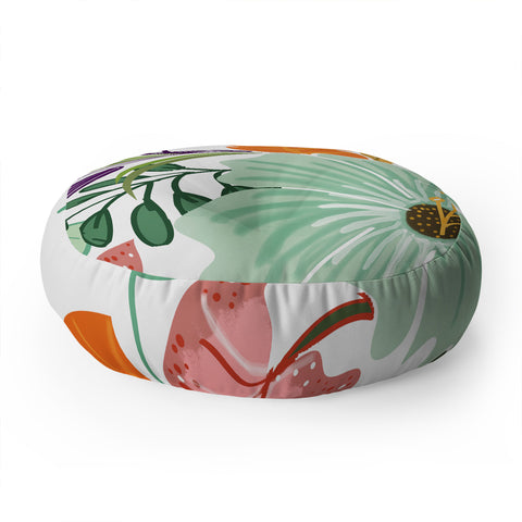 83 Oranges Hello Tropical Floor Pillow Round