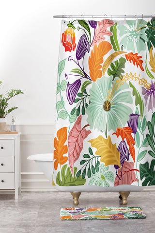 83 Oranges Hello Tropical Shower Curtain And Mat