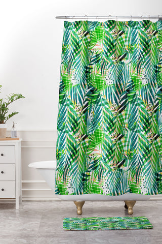 83 Oranges Jungle Palm Shower Curtain And Mat
