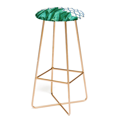 83 Oranges Leaves And Tiles Bar Stool