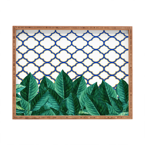 83 Oranges Leaves And Tiles Rectangular Tray