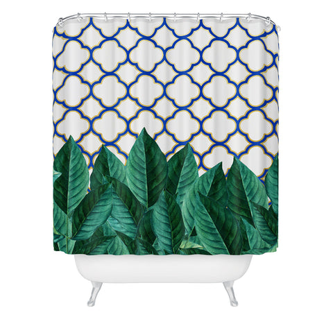 83 Oranges Leaves And Tiles Shower Curtain