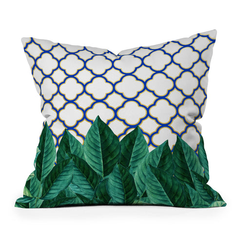 83 Oranges Leaves And Tiles Throw Pillow