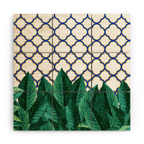 83 Oranges Leaves And Tiles Wood Wall Mural