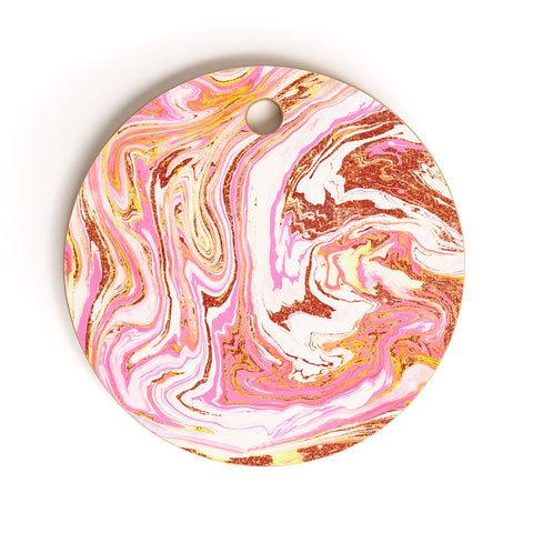 83 Oranges Marble and Rose Gold Dust Cutting Board Round