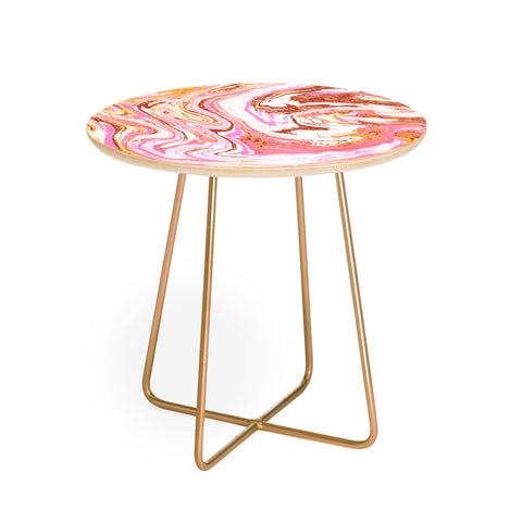 83 Oranges Marble and Rose Gold Dust Round Side Table