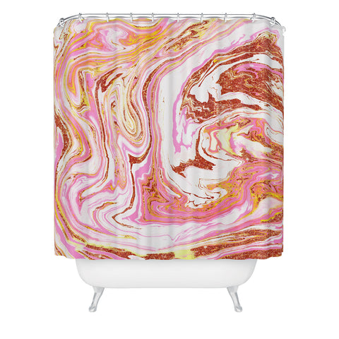 83 Oranges Marble and Rose Gold Dust Shower Curtain