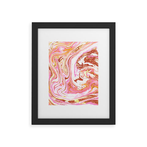 83 Oranges Marble and Rose Gold Dust Framed Art Print