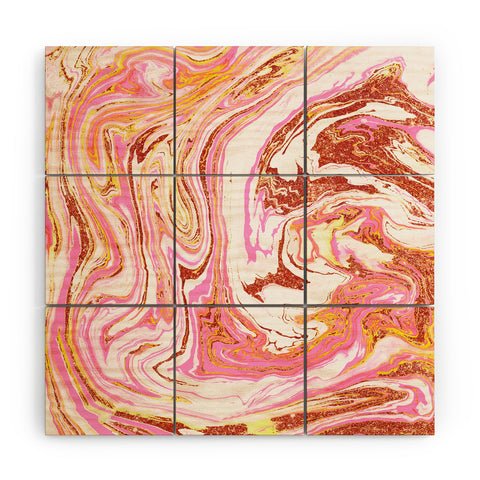 83 Oranges Marble and Rose Gold Dust Wood Wall Mural