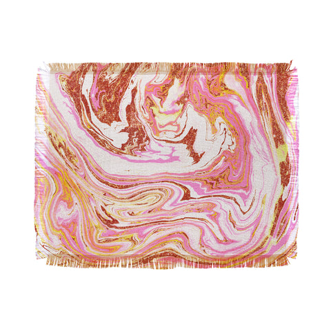 83 Oranges Marble and Rose Gold Dust Throw Blanket