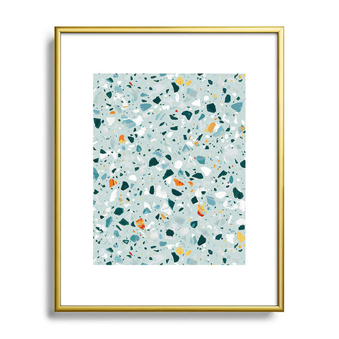 83 Oranges Mint Terrazzo Metal Framed Art Print