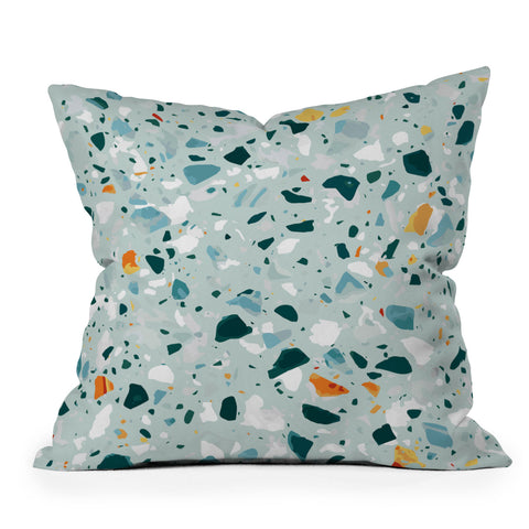 83 Oranges Mint Terrazzo Throw Pillow