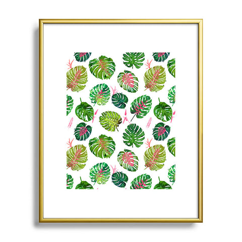 83 Oranges Monstera Love Metal Framed Art Print