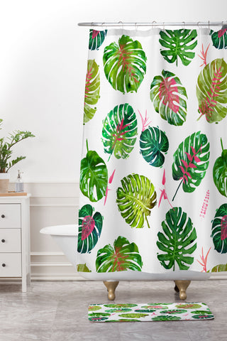 83 Oranges Monstera Love Shower Curtain And Mat