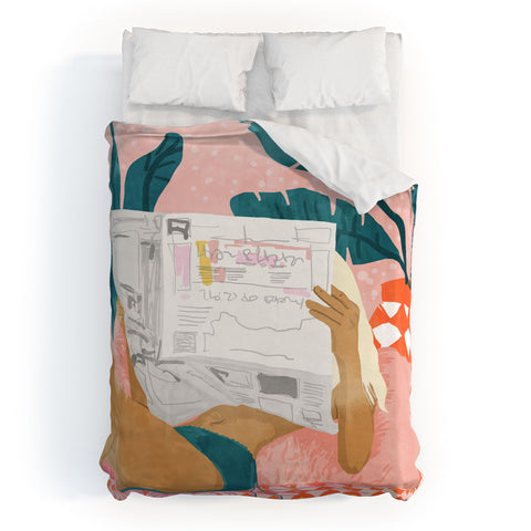 83 Oranges Morning News Duvet Cover
