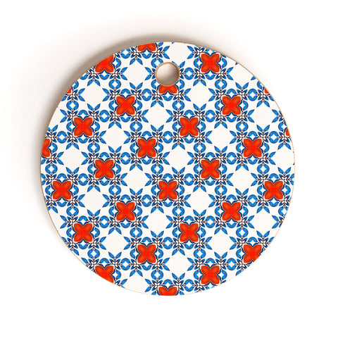 83 Oranges Moroccan Floral Tiles Cutting Board Round