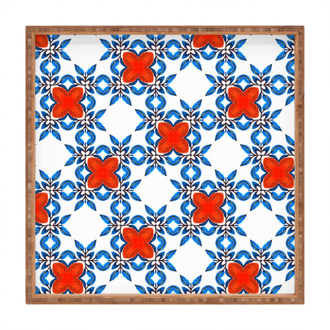 83 Oranges Moroccan Floral Tiles Square Tray