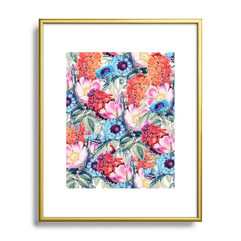 83 Oranges Neon Bloom Metal Framed Art Print