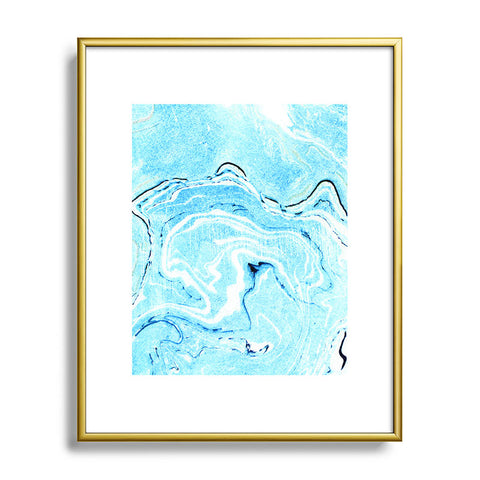 83 Oranges Ocean Marble Metal Framed Art Print