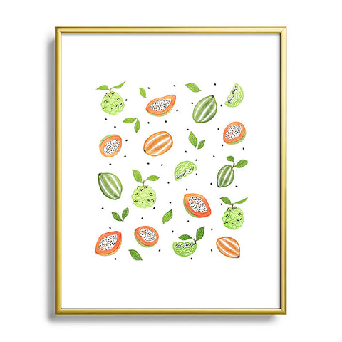 83 Oranges Papaya And Custard Apple Metal Framed Art Print