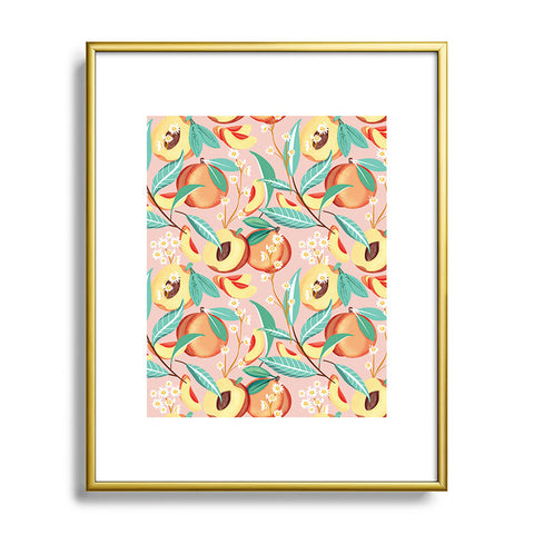 83 Oranges Peach Season Metal Framed Art Print