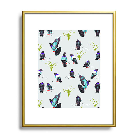 83 Oranges Pigeon Park Metal Framed Art Print