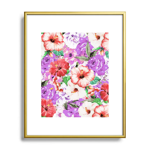 83 Oranges Purple Floral Metal Framed Art Print