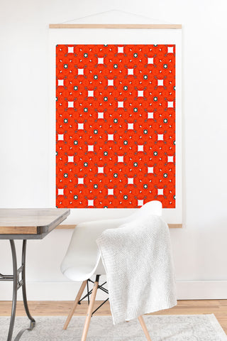 83 Oranges Red Poppies Pattern Art Print And Hanger