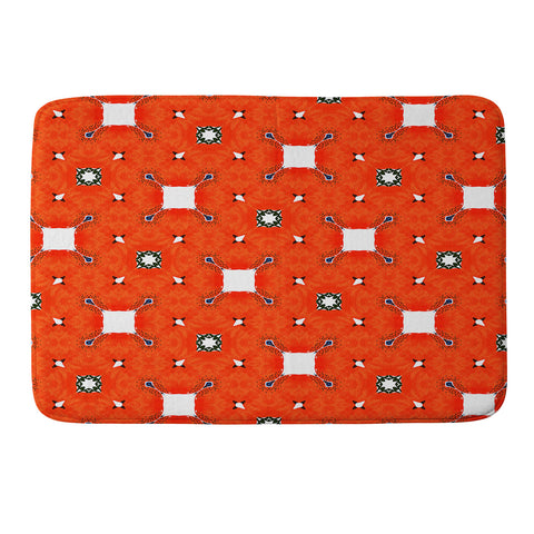 83 Oranges Red Poppies Pattern Memory Foam Bath Mat