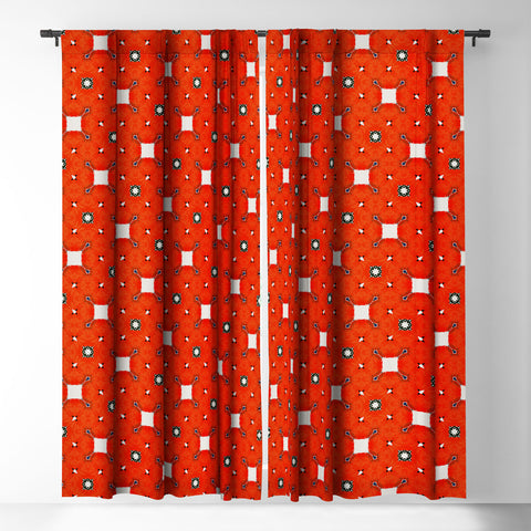 83 Oranges Red Poppies Pattern Blackout Window Curtain