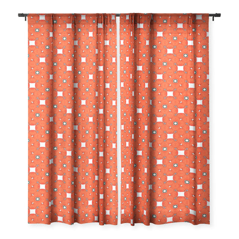 83 Oranges Red Poppies Pattern Sheer Non Repeat