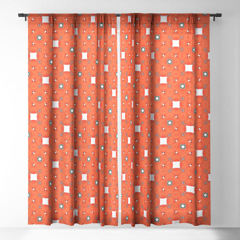 83 Oranges Red Poppies Pattern Sheer Window Curtain