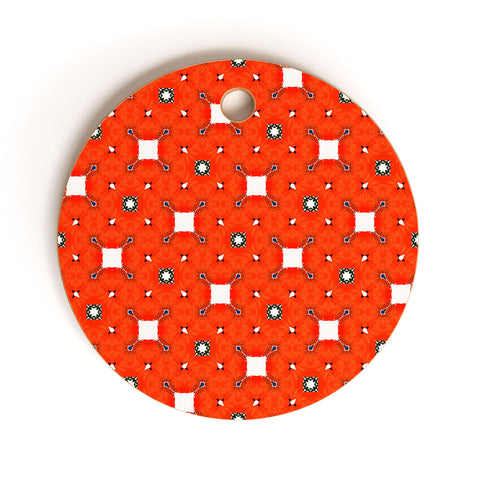 83 Oranges Red Poppies Pattern Cutting Board Round