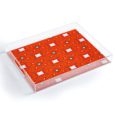 83 Oranges Red Poppies Pattern Acrylic Tray