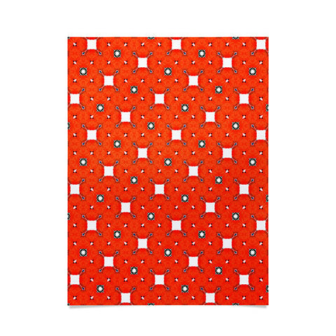 83 Oranges Red Poppies Pattern Poster