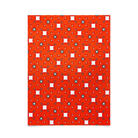 83 Oranges Red Poppies Pattern Poster