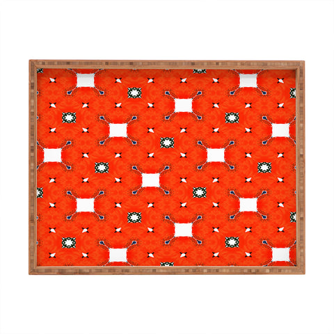 83 Oranges Red Poppies Pattern Rectangular Tray