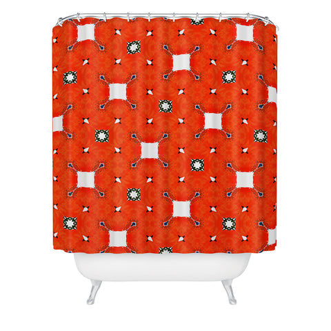 83 Oranges Red Poppies Pattern Shower Curtain