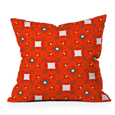 83 Oranges Red Poppies Pattern Throw Pillow