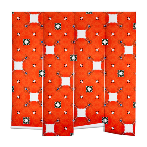 83 Oranges Red Poppies Pattern Wall Mural