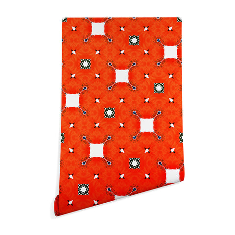 83 Oranges Red Poppies Pattern Wallpaper