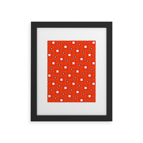 83 Oranges Red Poppies Pattern Framed Art Print