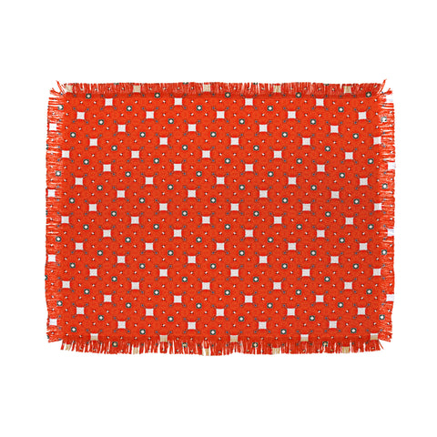 83 Oranges Red Poppies Pattern Throw Blanket