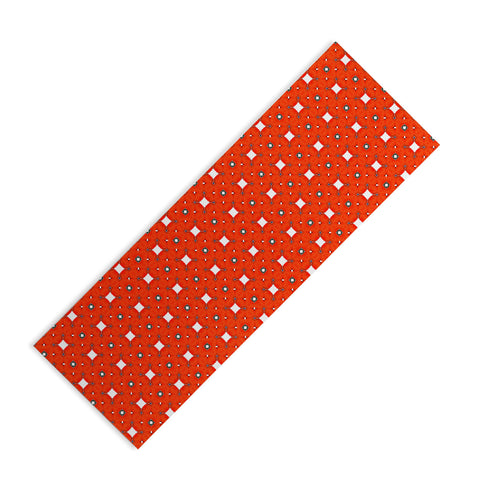 83 Oranges Red Poppies Pattern Yoga Mat