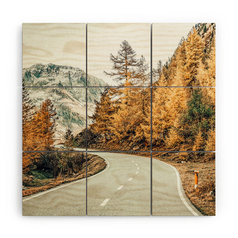 83 Oranges Snow and Golden Pine Wood Wall Mural