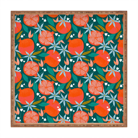 83 Oranges Summer Pomegranate Square Tray
