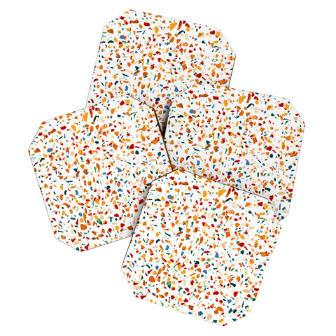 83 Oranges Tan Terrazzo pattern painting Coaster Set