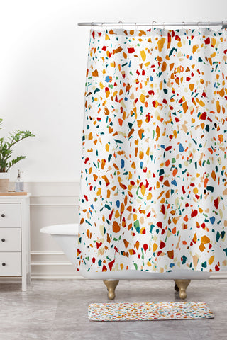 83 Oranges Tan Terrazzo pattern painting Shower Curtain And Mat