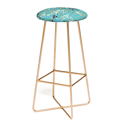 83 Oranges Teal Botanical Garden Bar Stool