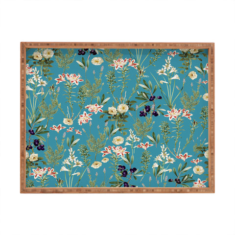 83 Oranges Teal Botanical Garden Rectangular Tray
